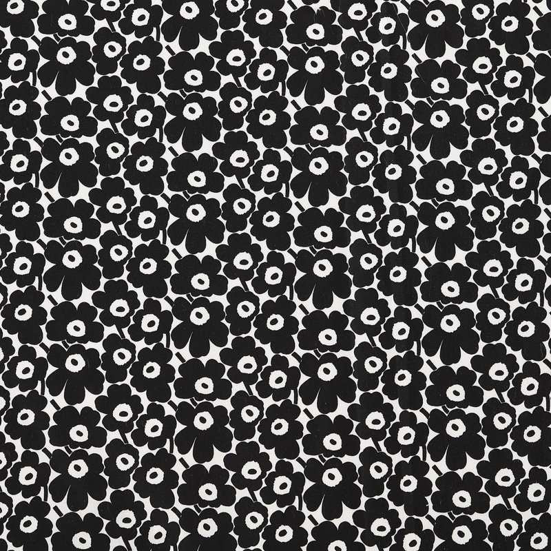 Mini Unikko 200 Thread Count 100% Cotton Sheet Set , Full Sheet Set with 2 Standard Pillowcases, Pikkuinen Unikko Black