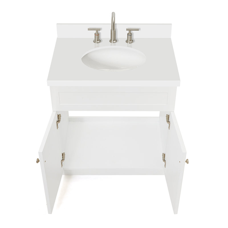 Abell 31'' Single Bathroom Vanity with White Quartz Top, White