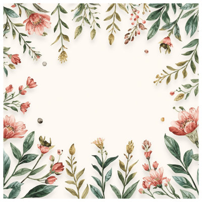 Watercolor Floral Border Wall Tapestry - Flowers Wall Decor