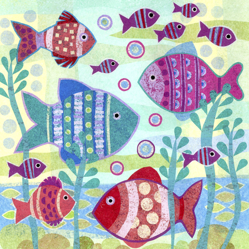 «Ocean Fish I», reproduction d'art sur toile tendue, H 36 po x l 36 po x P 1,25 po