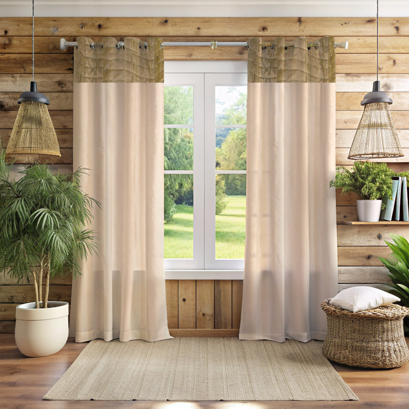 Rideau obscurcissant avec œillets Dupioni, Beige / café, L 51 po x L 84 po