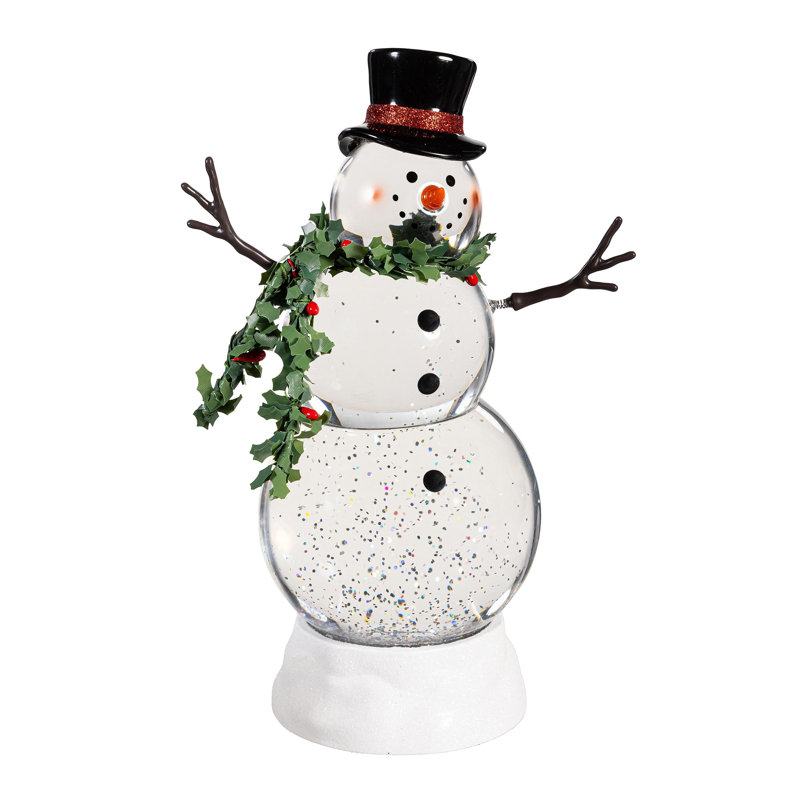 Décoration de table lanterne DEL en forme de bonhomme de neige avec bras à ressorts