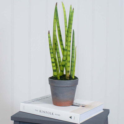 43cm Faux Snake Plant (Sansevieria) Plant in Stone Pot