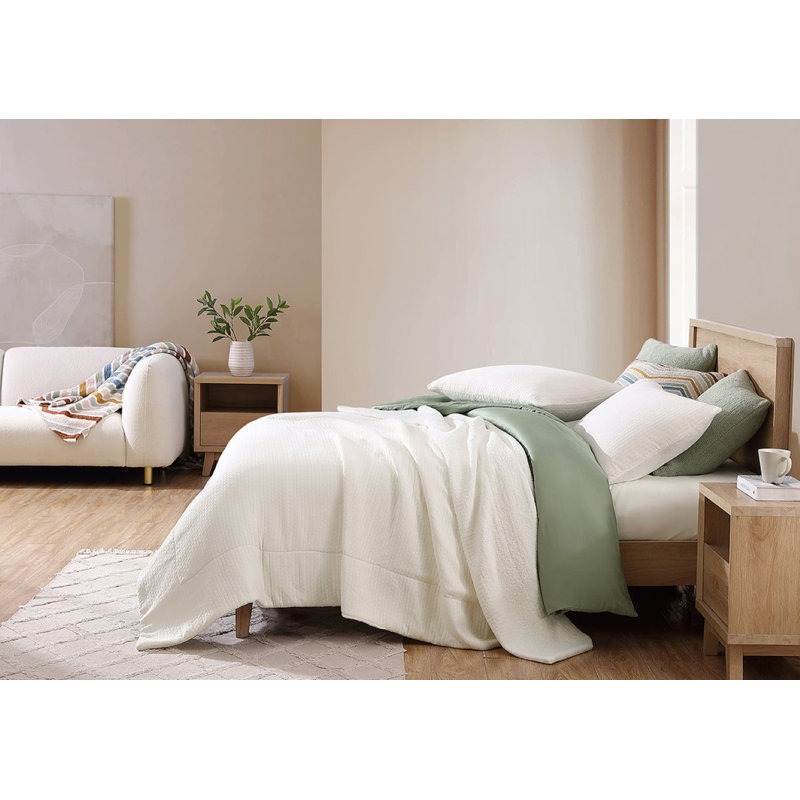 Herringbone Snug Polyester Sham Set, Standard, Off White