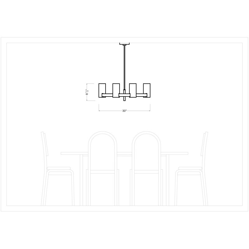 Grand lustre Rhode, H 8,5 po x l 30 po x P 30 po, Laiton satiné