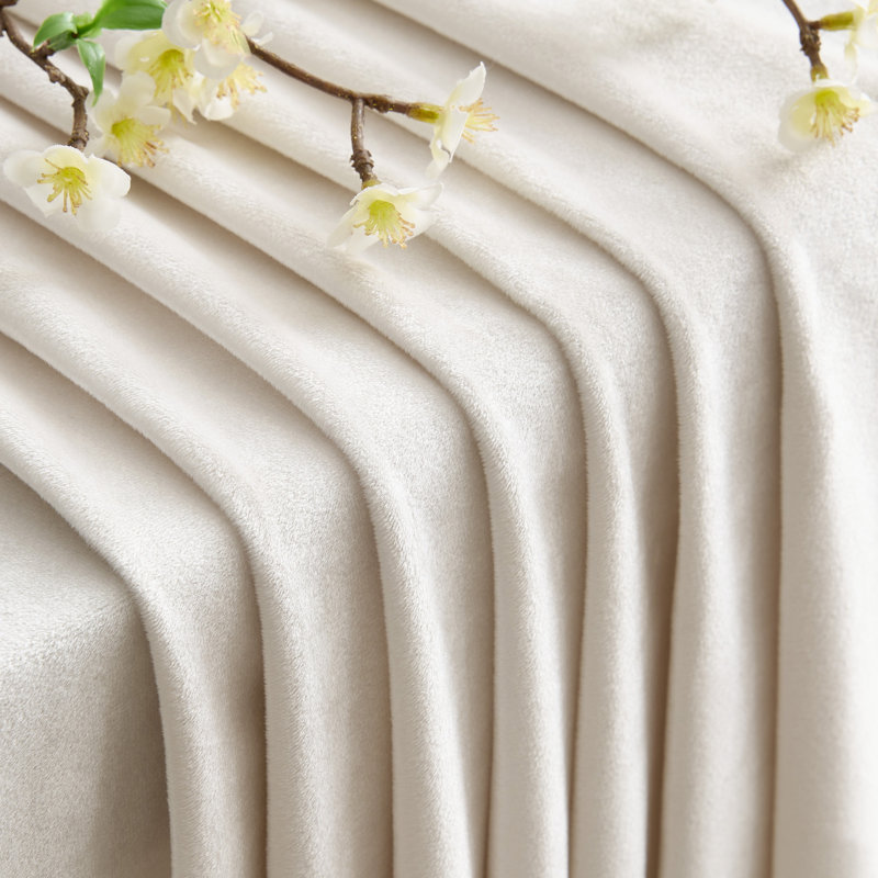 Velvet Blackout Thermal Curtain Panel –  Room-Darkening Grommet Solid Color Drapes for Living Room Bedroom (Set of 2), Cream