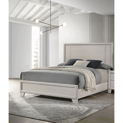 Contemporary 1Pc Full Size Panel Bed Wooden Bedroom Furniture / Finish