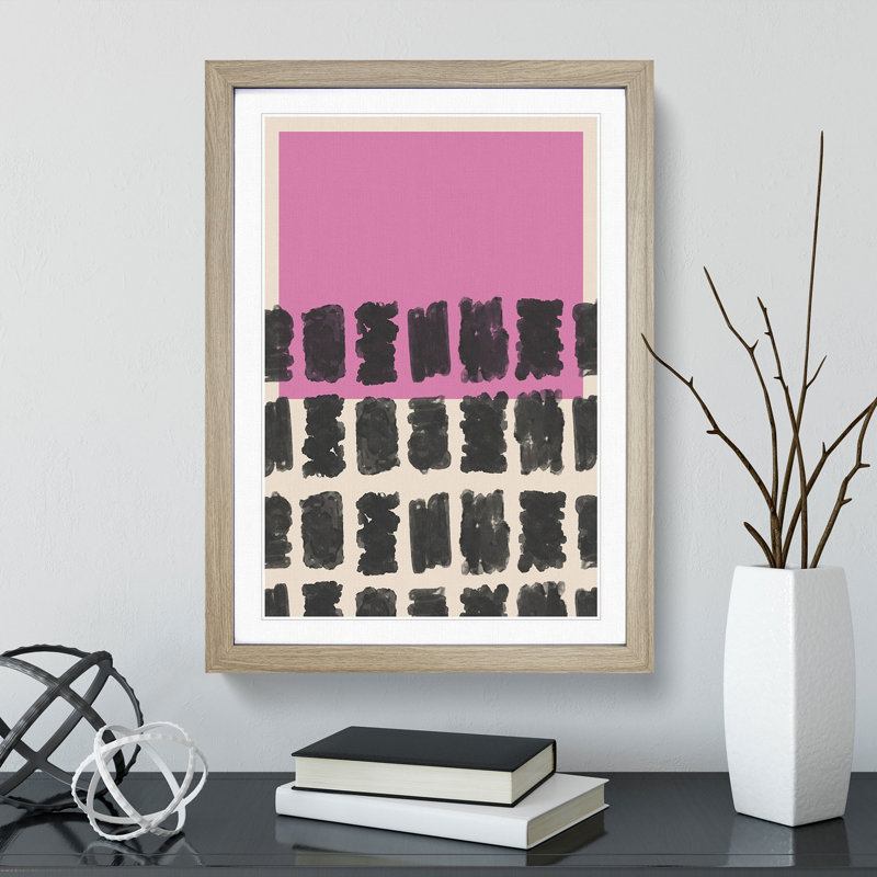 Block Print No.1 - Picture Frame Graphic Art, Oak, 90cm H x 65cm W x 2cm D