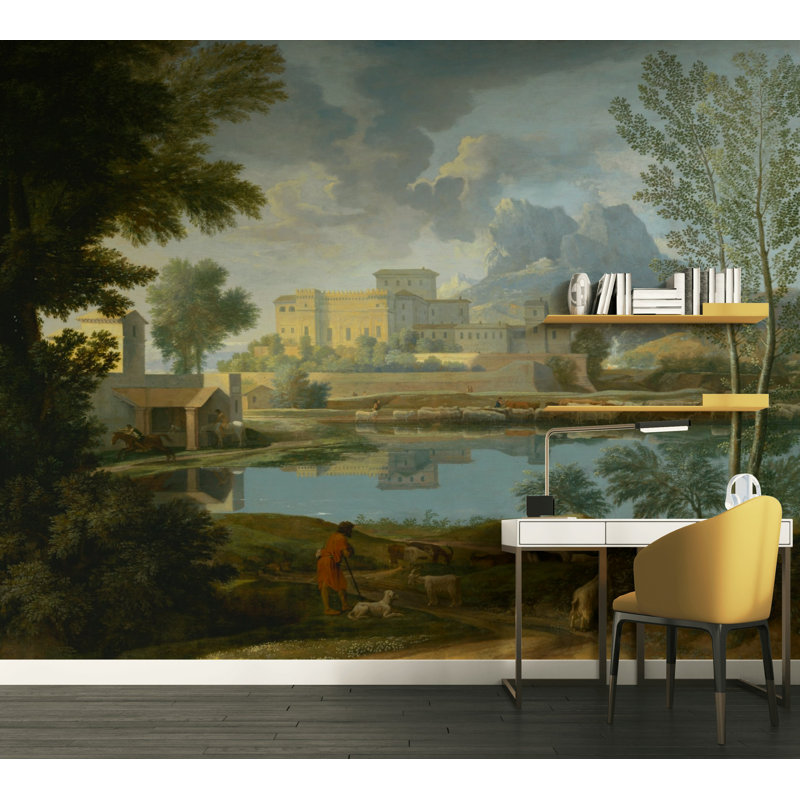 Papier peint paysage pastoral classique, L 200 po x L 120 po