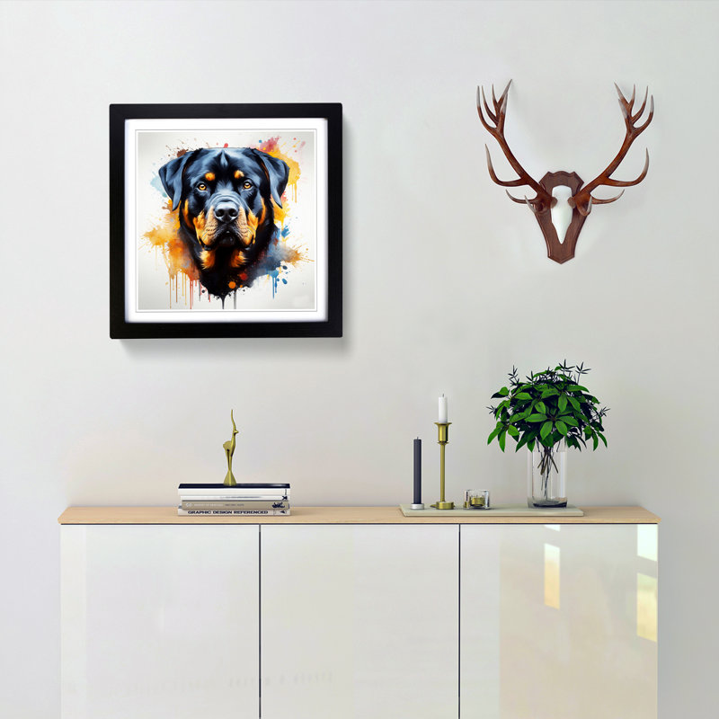Rottweiler Conceptual - Single Picture Frame Print on Wood, Black