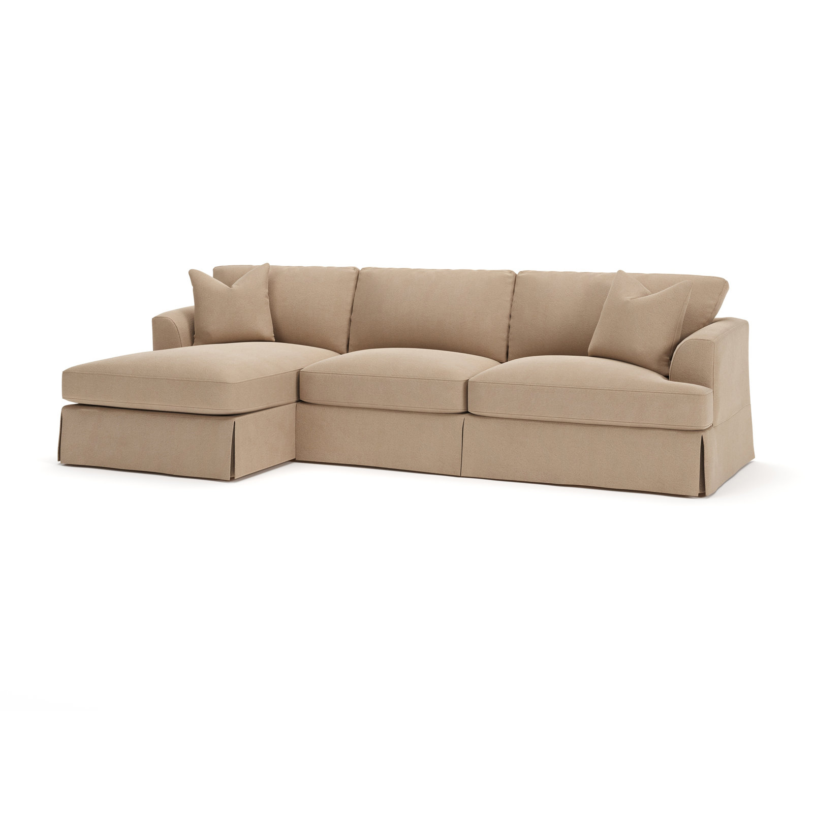Lucia Chaise Sectional, Left Hand Facing, Bella Toast Performance Velvet