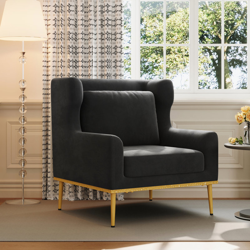Chaise avec accoudoirs en velours Modern, Black