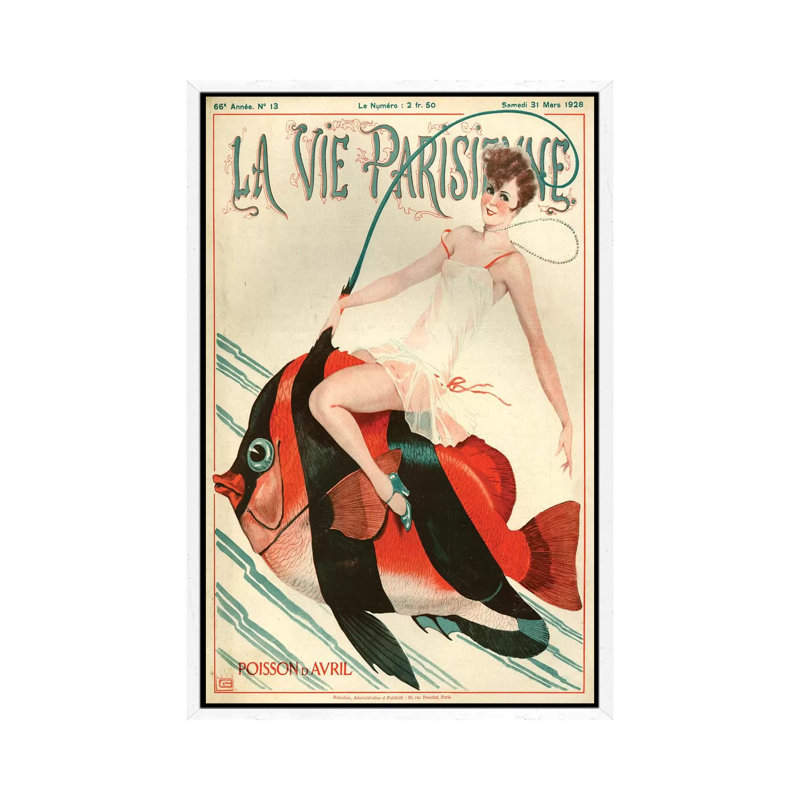 1927 La Vie Parisienne Magazine Cover 1 Piece Wall Art on Canvas, 101.6 cm H x 66.04 cm W, White Framed