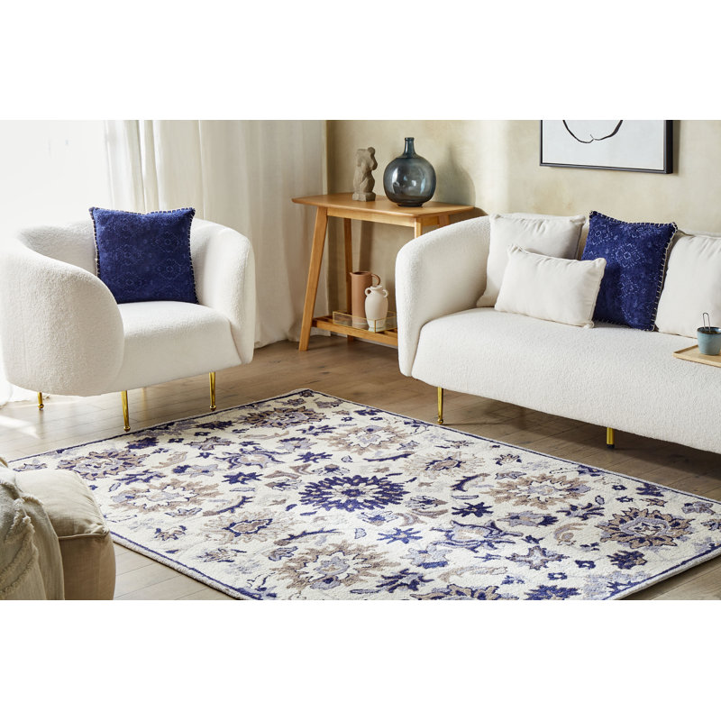 Alasiah Floral Wool Hand Woven Area Rug, Rectangle 140 x 200cm