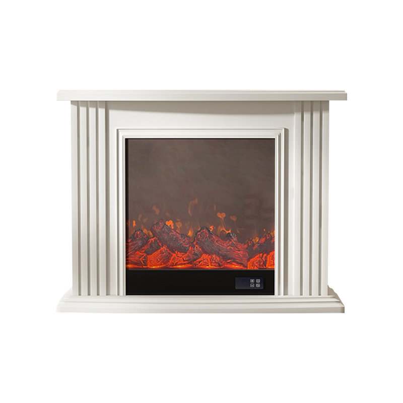 Beige Solid Wood Electric Fireplace