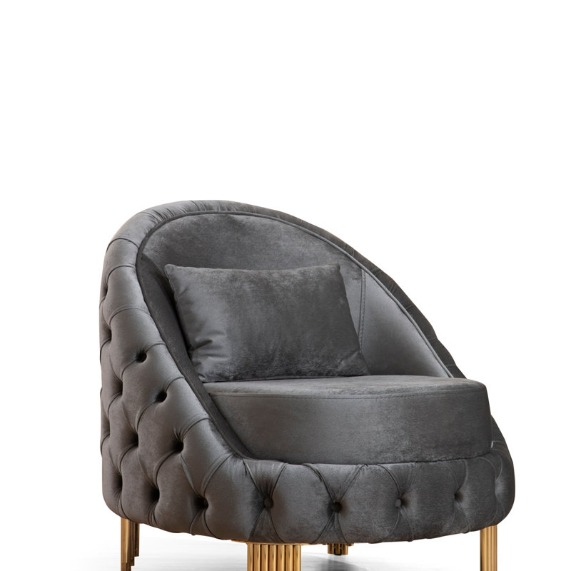 Chaise avec revêtement en velours capitonné