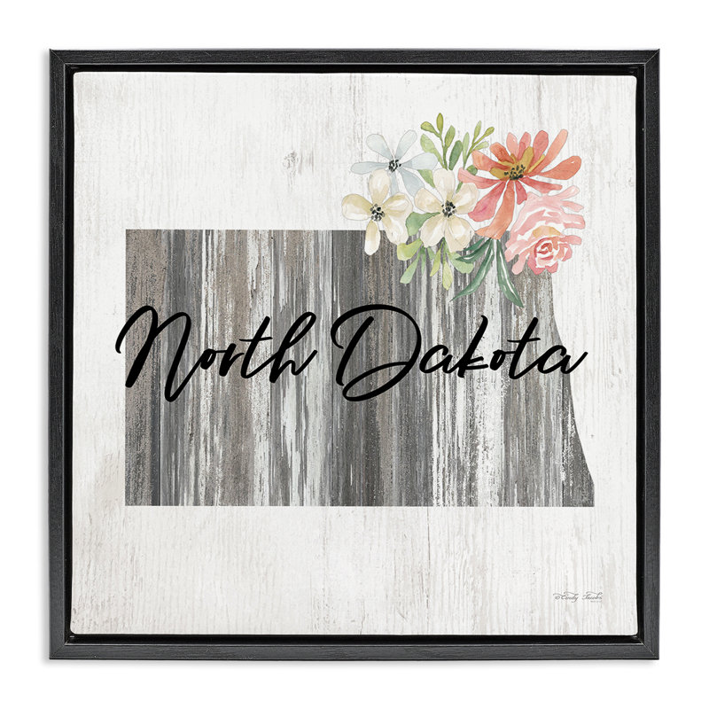 "Shabby Elegance North Dakota", art mural encadré par Cindy Jacobs, Cadre flottant noir de jais, H 25 po x l 25 po