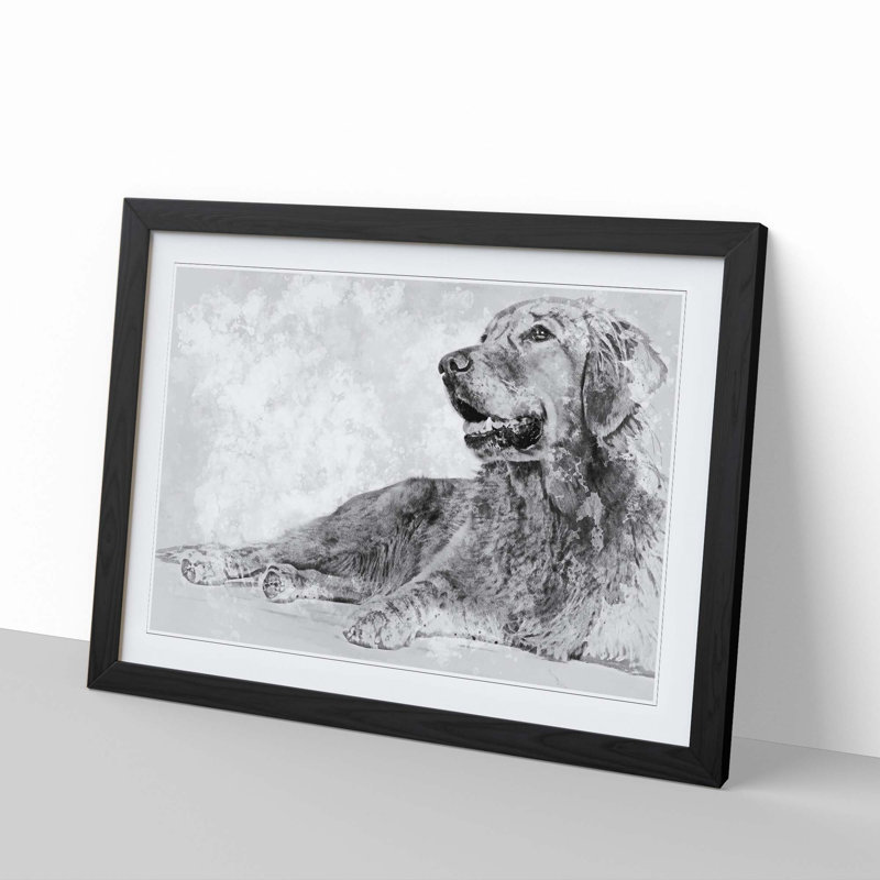 Golden Retriever in Abstract - Picture Frame Art Print, 36cm H x 48cm W x 2cm D, Black Framed