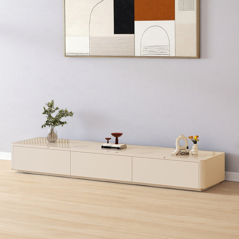 Meuble télé sur pied Modern Light Luxury, 14.17"H x 94.48"L x 11.81"W, Crème/gris