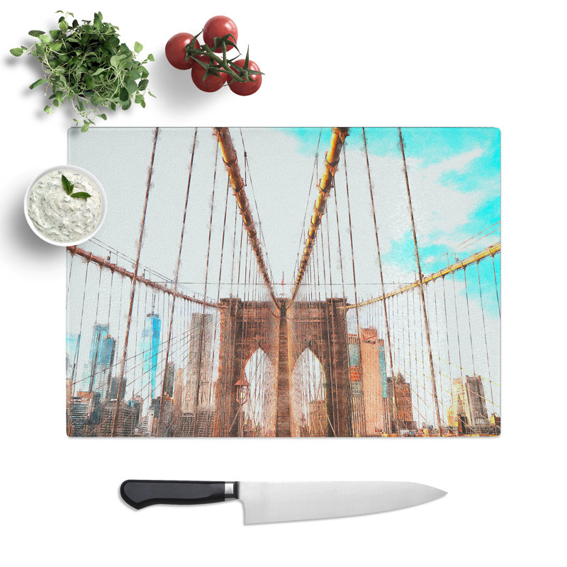 Tempered Glass Brooklyn Bridge New York City Chopping Board, 20 cm x 28.5 cm