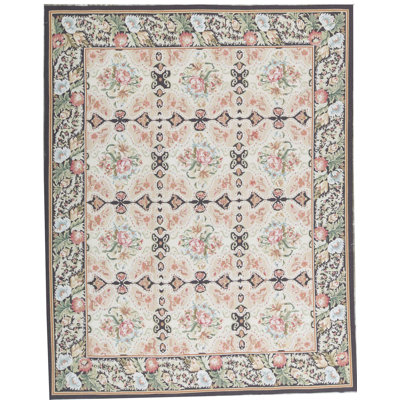 Tapis brun et beige de haute qualité noué à la main