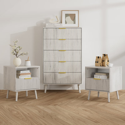 Ensemble de chambre à coucher 3 pièces (1 commode + 2 tables de chevet)