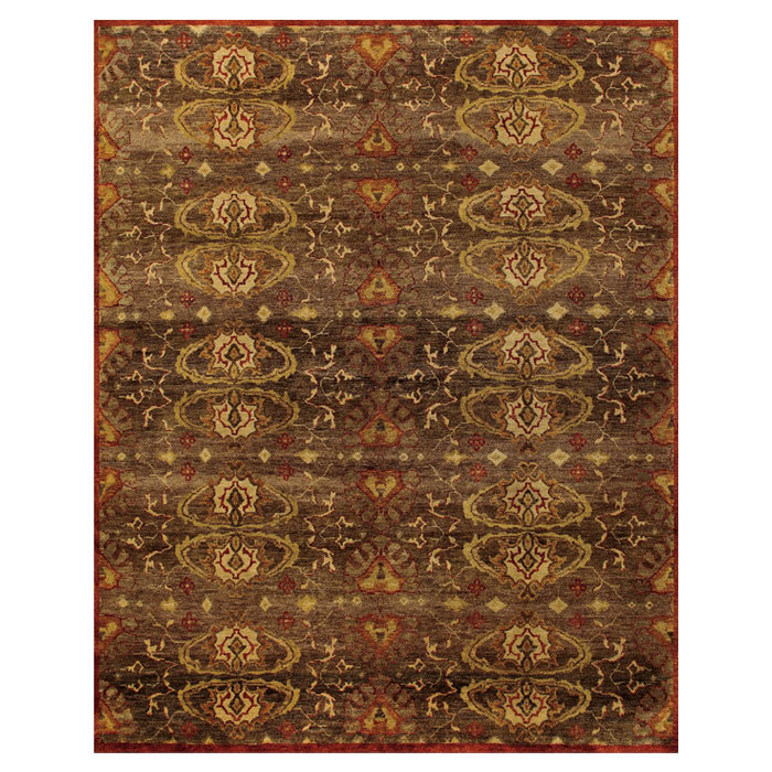 Tapis en laine noué à la main brun / rouille Alfany 4 pi x 6 pi Alfja, Rectangulaire 2 pi x 3 pi