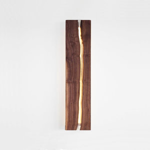 1 Light Rectangle Cracked Walnut Wood Wall Lamp