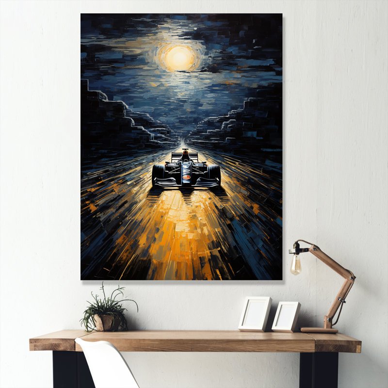 Midnight Formule Car Race Track I, Toile tendue, H 20 po x l 12 po x P 1 po