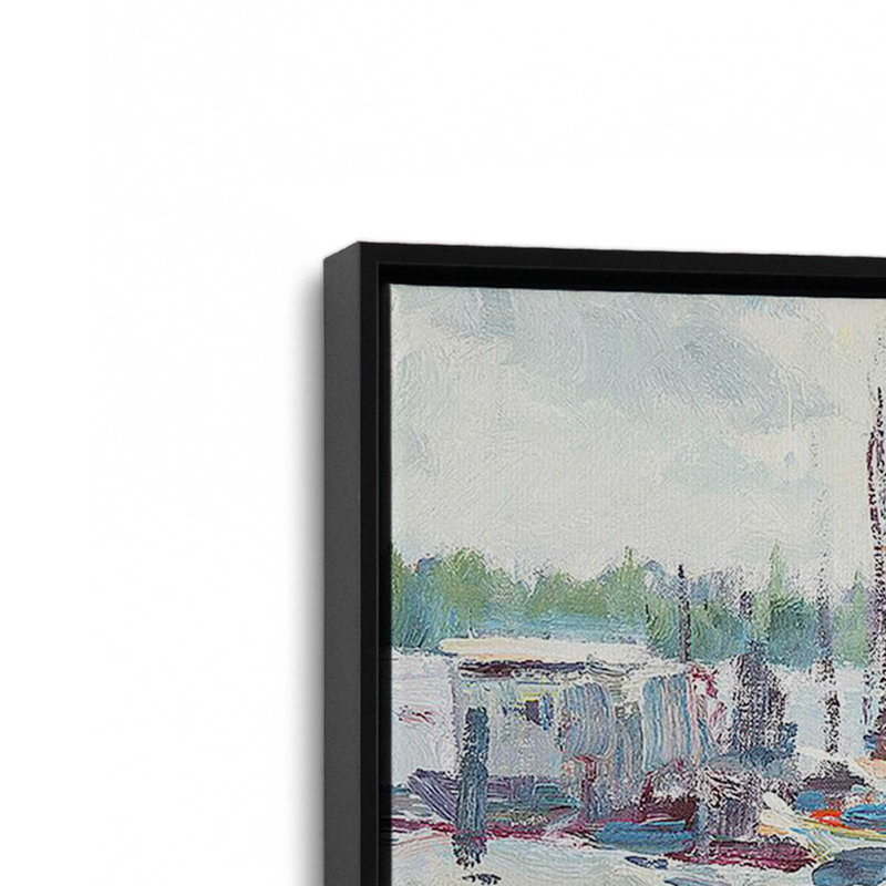 «Naples» Waterside Hideaway, reproduction sur toile, Cadre flottant noir satiné, H 10 po x l 14 po x P 1,75 po