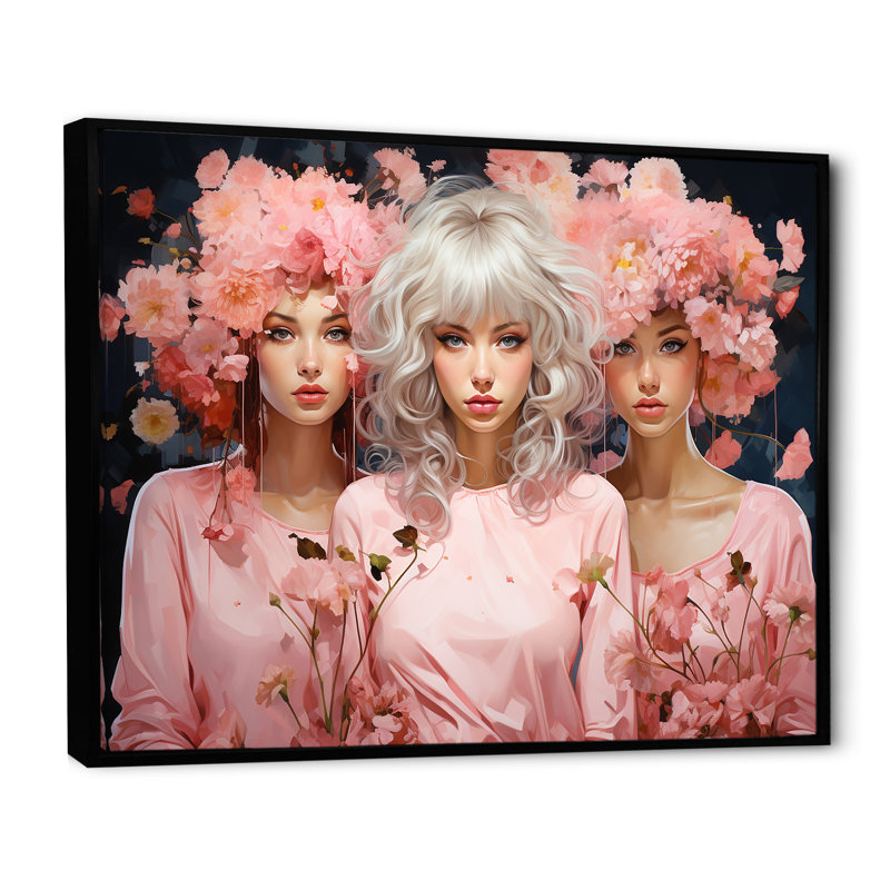 Perruques fantaisistes - Portrait sur toile, H 12 po x l 20 po x P 1 po, Cadre flottant noir