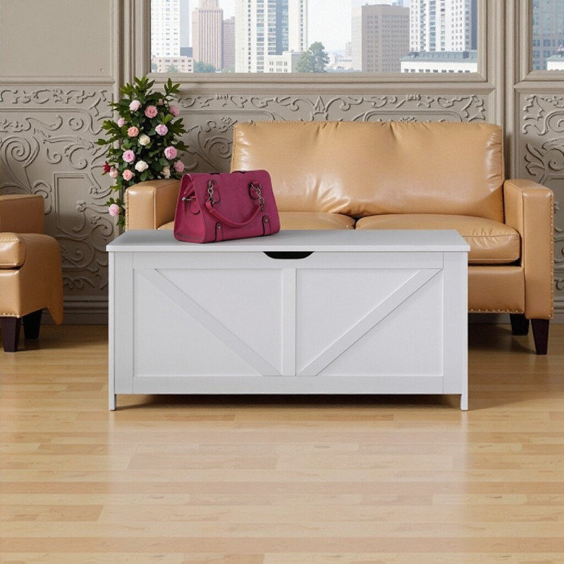  Banc de rangement avec repose-pieds avec poignée en forme de U, Blanc