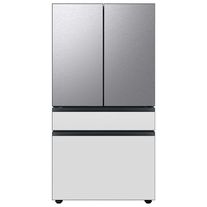 Samsung Bespoke 29 cu. ft. Smart 4-Door Refrigerator with AutoFill Water Pitcher and Custom Panels Included, White Glass