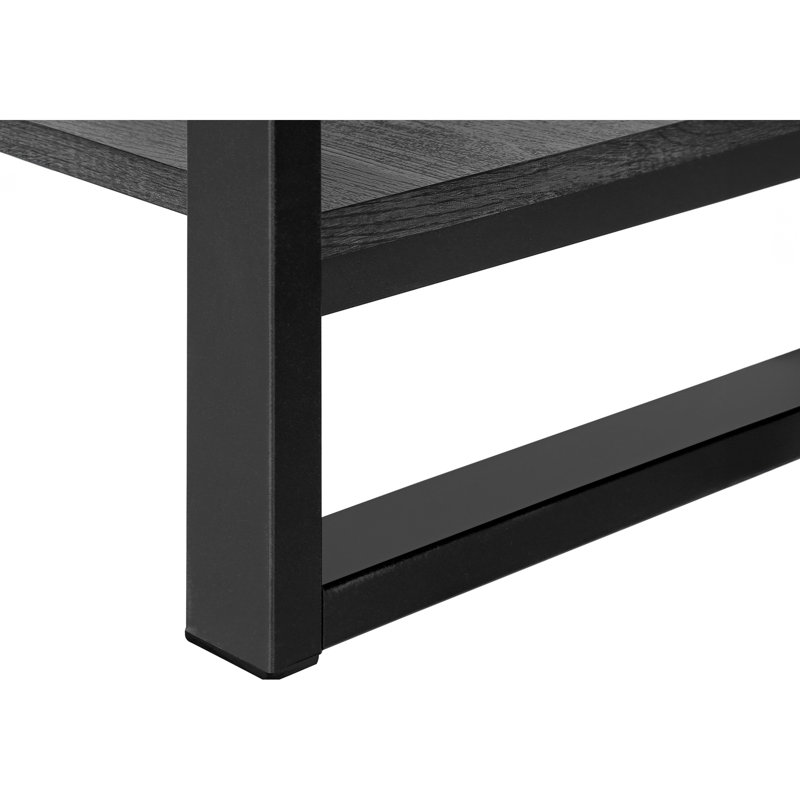 Table de salon rectangulaire noire - L 48 po, style moderne avec tablette fixe et pieds en métal, rangement pour la chambre, pieds