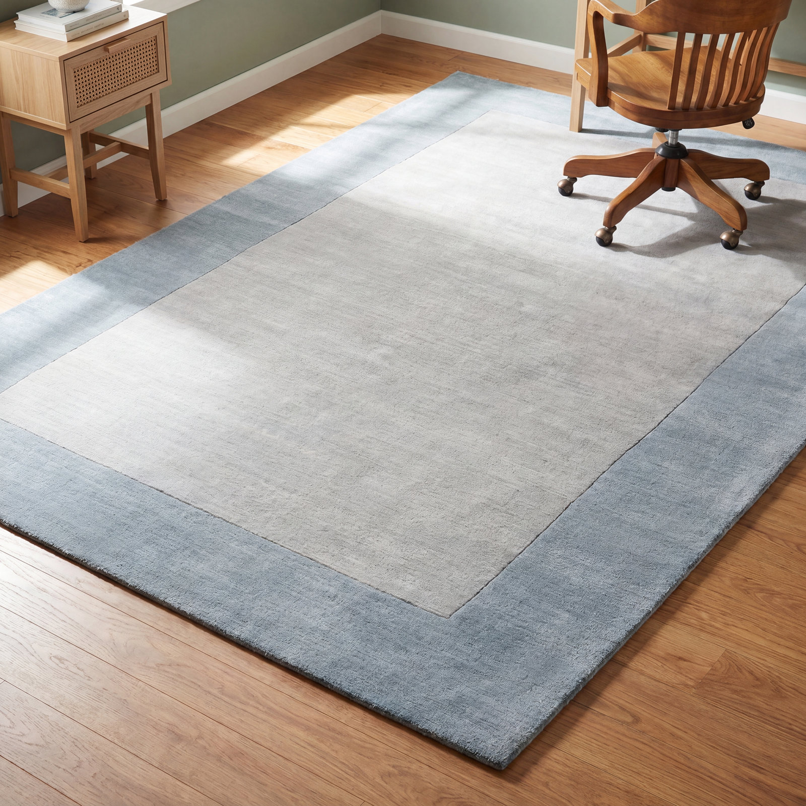 Dolma Gray Aqua Hand-Loomed Wool Rug, Rectangle 12' x 15'