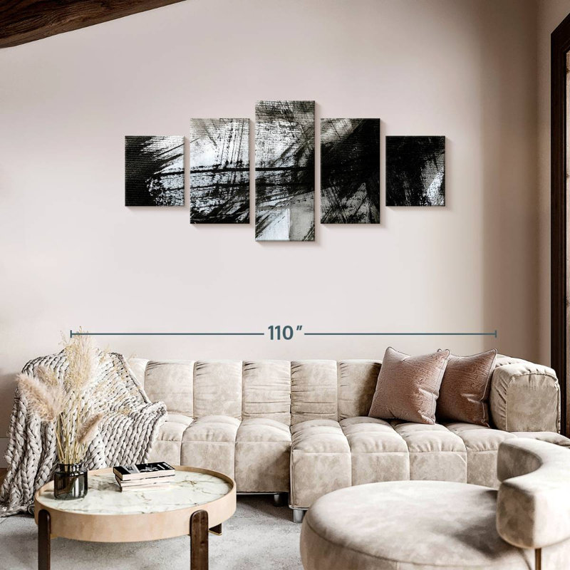 Minimal Strokes Black I, 36" H x 80" W