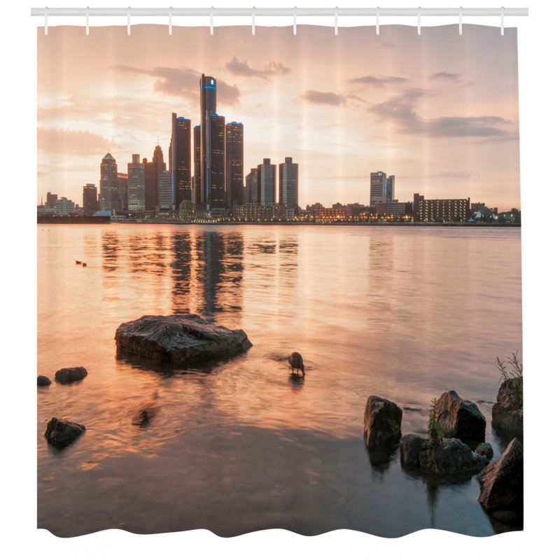 Shower Curtain with Hooks Included, 70" H x 69" W