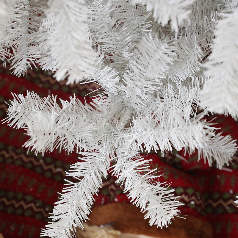 Arbre de Noël artificiel blanc 6 pi, décor des Fêtes avec base en acier, 6'