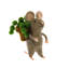 Ensemble 3 pièces de souris avec succulent suspendue figurine