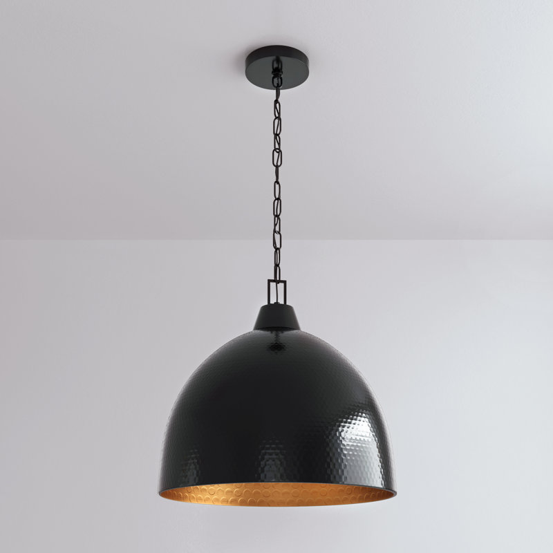 17 Stories Anand 3 Light Pendant Light in Black Stainless Steel with Black Shade