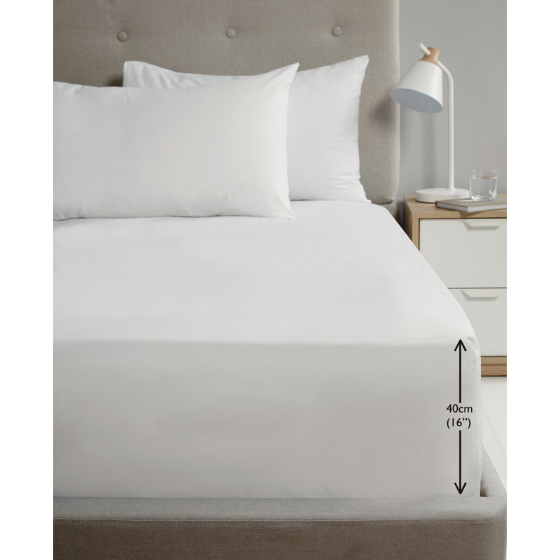 Asaru Cotton Blend Fitted Sheet, Single (3'), White