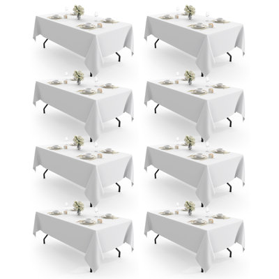 Rectangle Table Cloth 60" x 84" – 8 Packs, Durable Polyester Tablecloth Offers Reusable & Washable Protection, Ideal for Outdoor Party, Picnic, Wedding, Banquet and Birthday, Pink