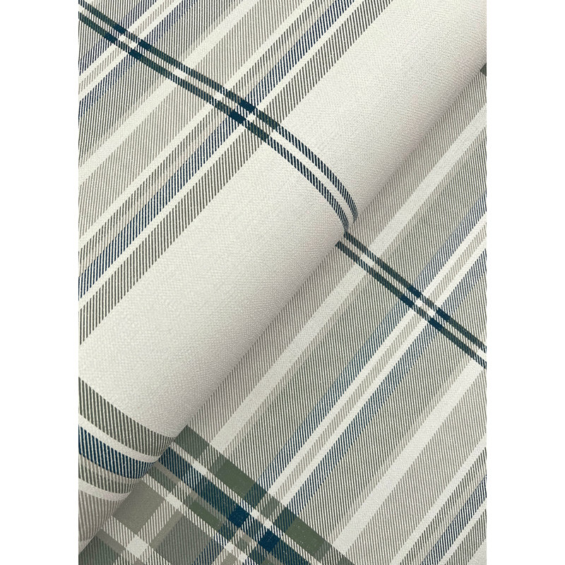 Westley Black Plaid Wallpaper, Green