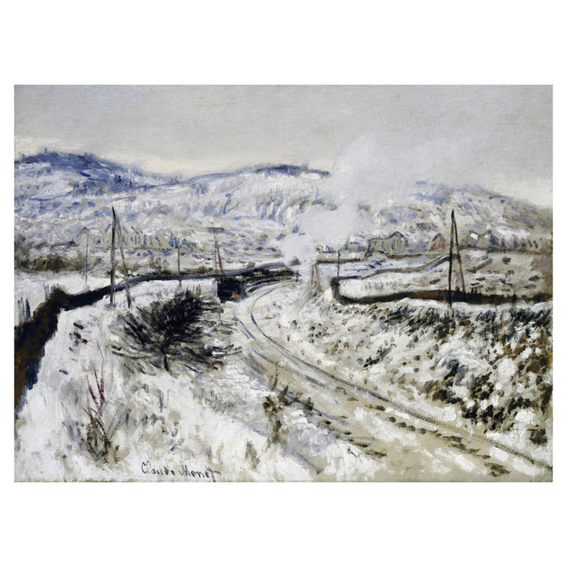 «Train In The Snow at Argenteuil» par Claude Monet - Estampe numérique, H 32 po x l 40 po