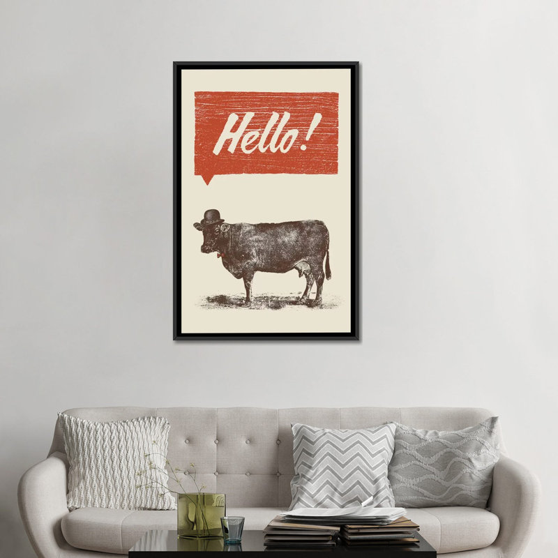 Hello, impression sur toile tendue, Toile avec cadre noir, Pas de tapis, H 48 po x l 32 po x P 1,5 po