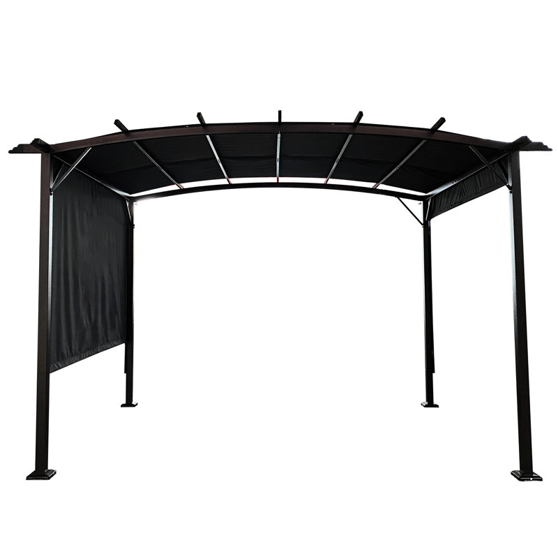 Pergola extérieure de 3,65 m x 2,75 m avec structure en acier - Abri solaire rétractable pour jardins et cours arrière - Construction de gazebo 3,65 m x 2,75 m, auvent pour profiter pleinement de votre jardin