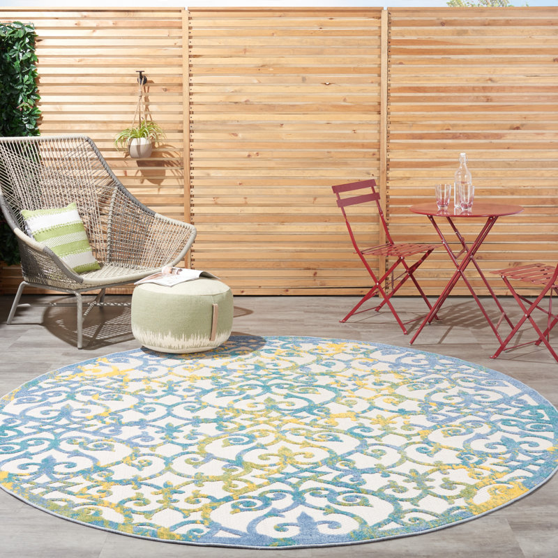 Mappsville Indoor / Outdoor Rug, Round 7'10"