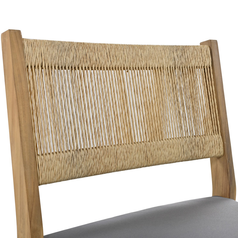 Ensemble repas pour plusieurs personnes en bois d'acacia de style élégant avec balcon et jardin