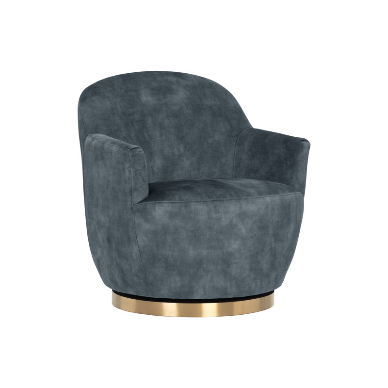 Hudnut Upholstered Swivel Armchair - Blue, Navy Blue