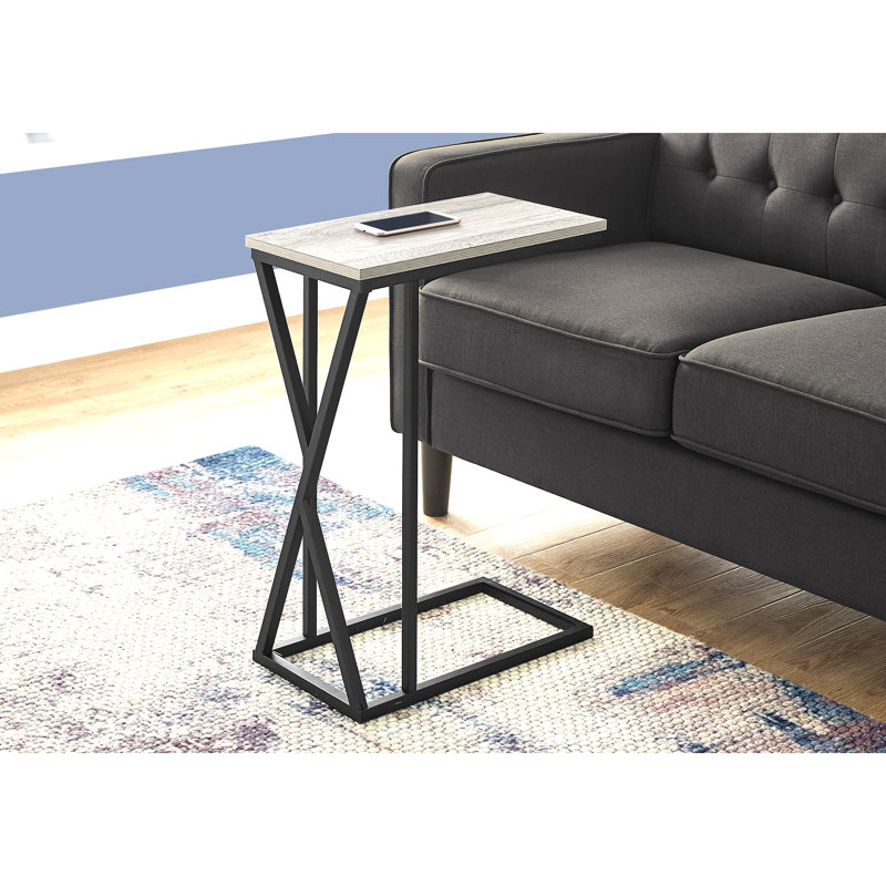 Accent Table, C-shaped, End, Side, Snack, Living Room, Bedroom, Metal, Laminate, Gray